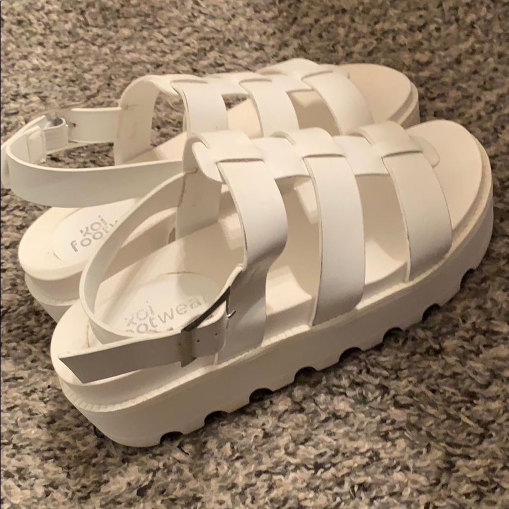 Chunky white sandals